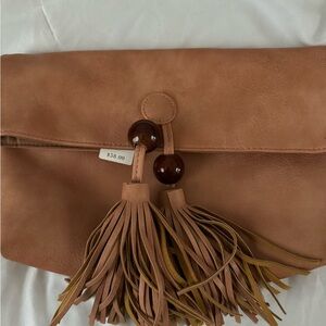 Anthropologie Alana Tasseled Foldover Clutch